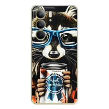 Чехол с принтом для С73 5G - (Прикольные) (AlphaPrint) (Енот с банкой)
