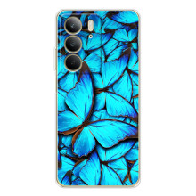 Чехол с принтом для С73 5G - (Прикольные) (AlphaPrint) (Синие бабочки)