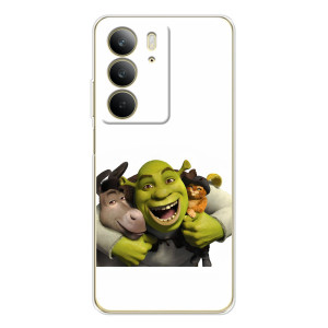 Печатный чехол с принтом Шрек для Realme C73 5G – Шрек осел и кот
