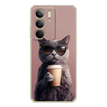 Чехол с принтом стильные животные для С73 4G – Кот с кофе