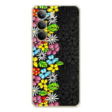 Силиконовый бампер с принтом (цветочки) на С73 4Джи