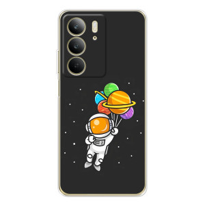 Силіконовый Чохол з принтом "Космонавти" на Realme C73 5G – Космонавт з кульками