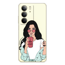 Силиконовый Чехол на Realme C73 5G с картинкой Стильных Девушек (С напитком)