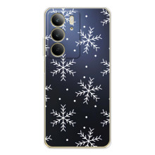 Зимні Чохли для С73 5G - прозорий фон – Білі сніжинки
