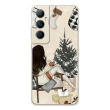 Різдвяні, Святкові Чохли для Реалмі С75 (Дівчина з ялинкою)