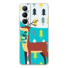 Силиконовый бампер с картинкой животных для Realme C75 (Олень с шарфом)