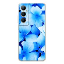 Силиконовый бампер с принтом (цветочки) на Реалми С75 (Синие цветы)