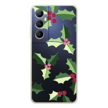 Зимние Чехлы для Реалми С75 - прозрачный фон (Рождественский фон)