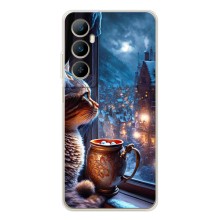 Чехлы на Новый Год Realme C76 (Кот новогодний)
