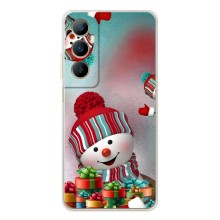 Чехлы на Новый Год Realme C76 (Снеговик в шапке)