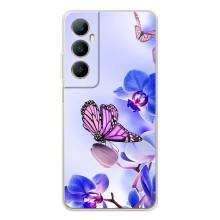 Чохли з квітами для Realme C76 (VPrint) (Метелик на квітах)