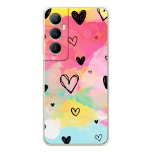 Чехлы с тематикой "Маленькие Сердечки" на Realme C76 (Яркие сердечки)
