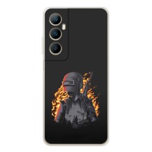 Силиконовый чехол с картинкой "Герой Pubg" на Realme C76 – В огне