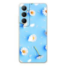 Чохол з Квітами для Realme C76 (ромашки на блакитному)