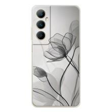 Чохол з квітковим принтом на Реалмі С76 (Чорні квіти)