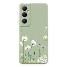 Чохол з квітковим принтом на Реалмі С76 (Квіти на зеленому)