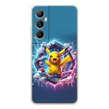 Чехол с Пикачу на Realme C76 – Лого Пикачу