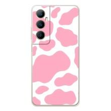 Чохол з принтом корови на Реалмі С76 (Рожевий принт)