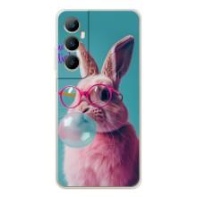 Чехол с принтом стильные животные для Реалми С76 (Кролик в очках)