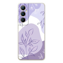 Силиконовый чехол с принтом в цветах на Realme C76 – Фиолетовый дизайн