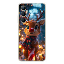 Яркий чехол для Realme C76 с Зимними Оленятами – Олень в шарфе