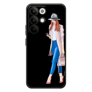 Чехол с картинкой Модные Девчонки RealMe C85 Pro – Девушка со смартфоном