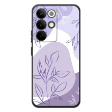 Силиконовый чехол с принтом в цветах на RealMe C85 Pro (Фиолетовый дизайн)