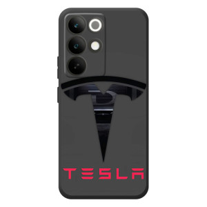 Силиконовый бампер с картинкой машины на RealMe C85 Pro – Logo TESLA