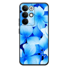 Силиконовый бампер с принтом (цветочки) на Реалми C85 Про (Синие цветы)