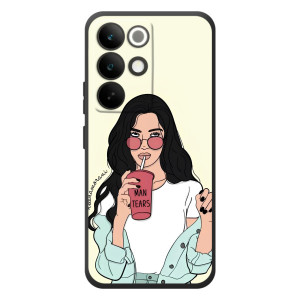 Силиконовый Чехол на RealMe C85 Pro с картинкой Стильных Девушек – С напитком