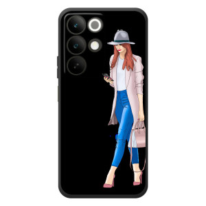 Чехол с картинкой Модные Девчонки RealMe C85 – Девушка со смартфоном