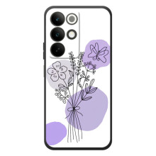 Силконовий чохол з принтом в квітах на RealMe C85 – Фіолетовий букет