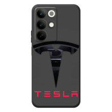 Силиконовый бампер с картинкой машины на RealMe C85 (Logo TESLA)