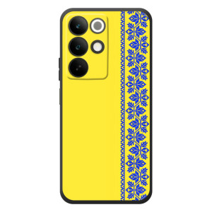 Силиконовый Чехол на RealMe C85 – Вышиванка на желтом