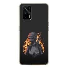 Силиконовый чехол с картинкой "Герой Pubg" на Realme GT 5G (В огне)
