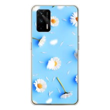 Чохол з Квітами для Realme GT 5G (ромашки на блакитному)
