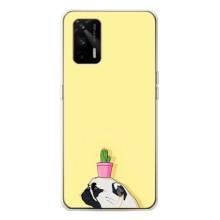 Бампер для Realme GT 5G с картинкой "Песики" (Кактус на голове)