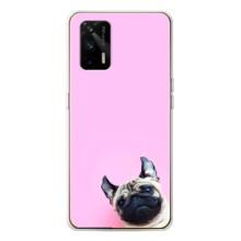 Бампер для Realme GT 5G с картинкой "Песики" (Собака на розовом)