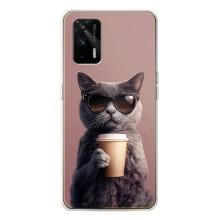 Чехол с принтом стильные животные для ДжиТи 5Джи (Кот с кофе)