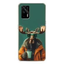 Чехол с принтом стильные животные для ДжиТи 5Джи (Лось с кофе)