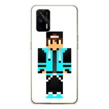Чехлы для Realme GT 5G (Персонажи Майн Крафт) – Мальчик в голубом