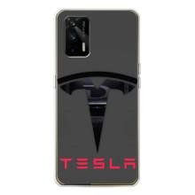 Силиконовый бампер с картинкой машины на Realme GT 5G (Logo TESLA)