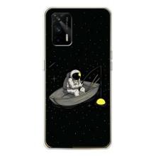 Силиконовый Чехол с принтом "Космонавты" на Realme GT 5G – Космонавт на рыбалке