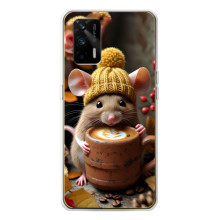 Печатный чехол «Зверята с кофе» для Realme GT 5G – Медведь с кофе