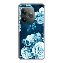 Чехлы (ART) Цветы на Realme GT 6 (VPrint) (Голубые Бутоны)