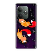 Чехлы с картинкой Лисички для Realme GT 6 (VPrint) (Лисички космонавты)