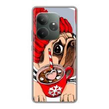 Чехлы с собаками для Realme GT 6 (VPrint) (Собачка в шапке)