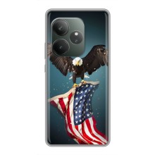 Чехол Флаг USA для Realme GT 6 (Орел и флаг)