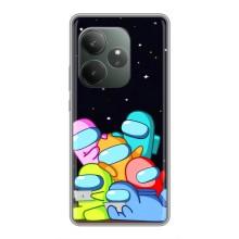 Чехол Амонг Ас для Realme GT 6 (AlphaPrint) (Скины в космосе)