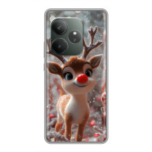 Яркий чехол для Realme GT 6 с Зимними Оленятами